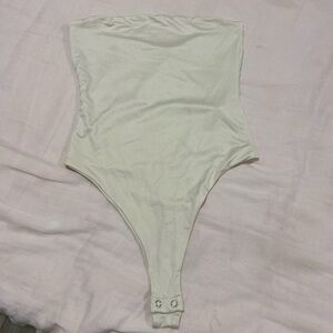 Womens Cream One Piece Jumpsuit Strapless